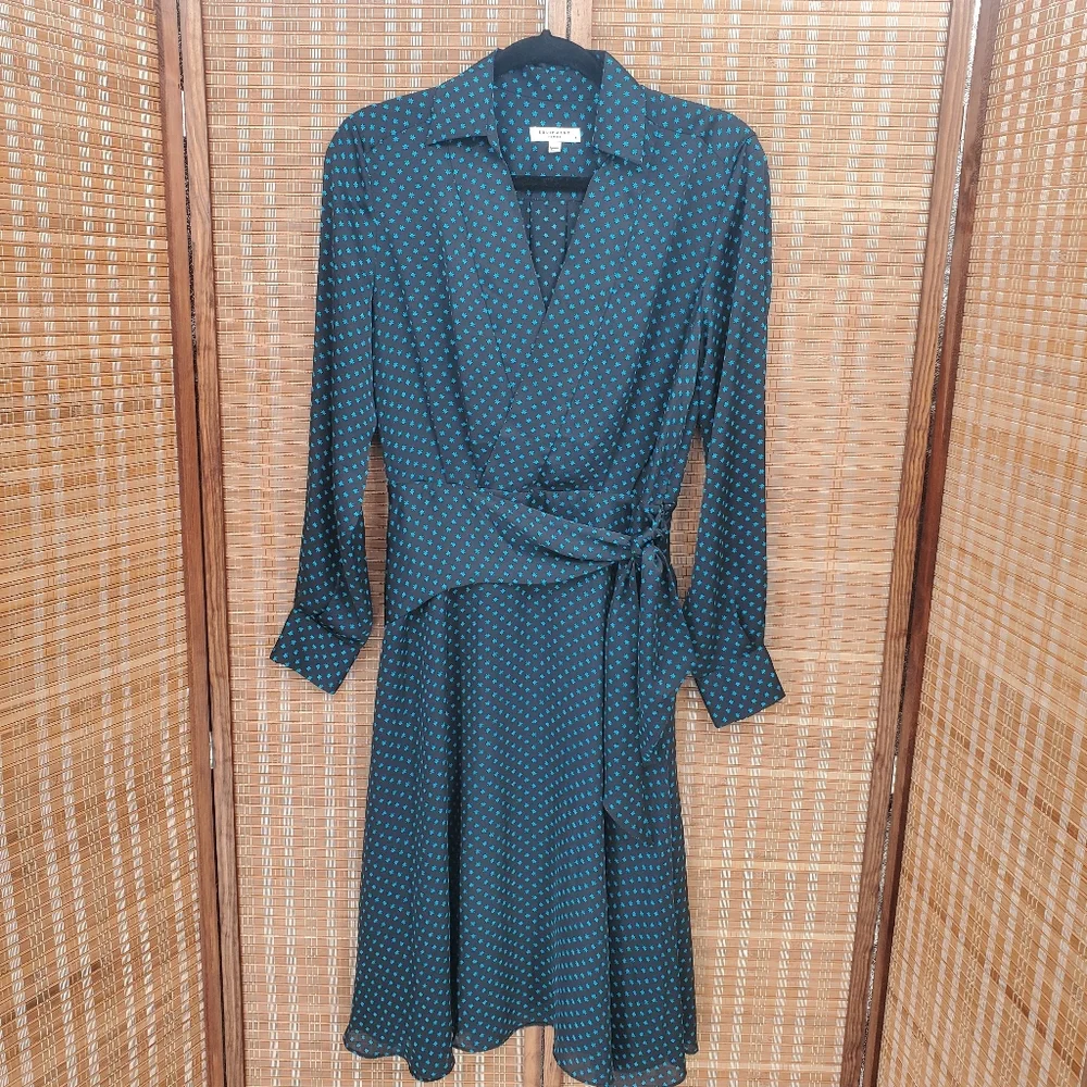 ♧ Equipment Femme Vivienne Midi Dress Black and Blue Size 4